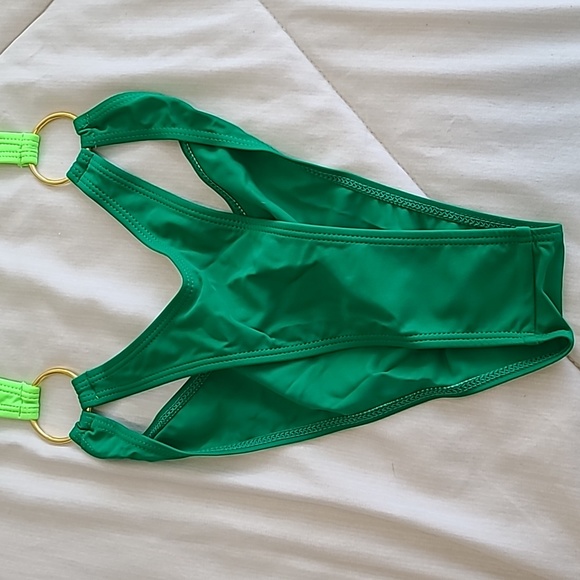 Two Tone Green Swimsuit - Picture 4 of 8